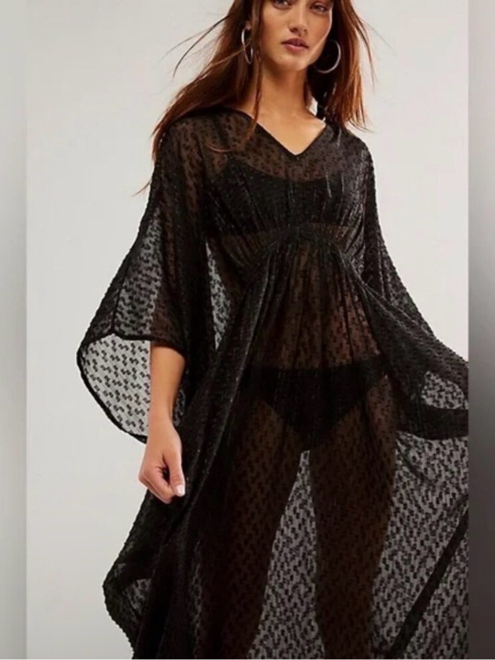 NWOT Free People Stevie Sheer Kaftan in Black One Size